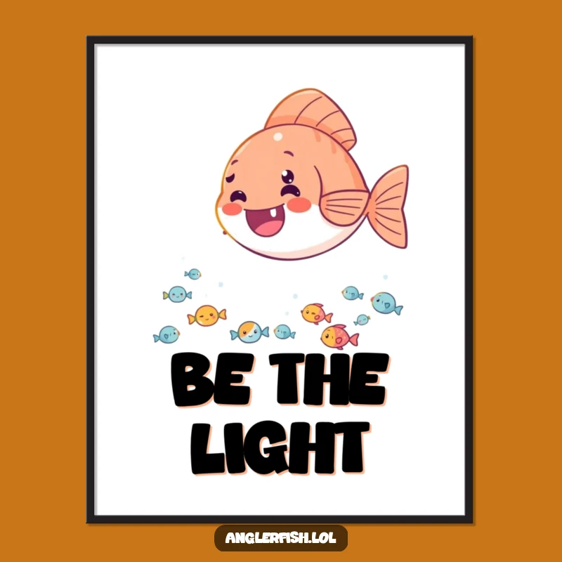 Funny Delighted Anglerfish Poster: Cheerful Deep Sea Art for Joyful Spaces