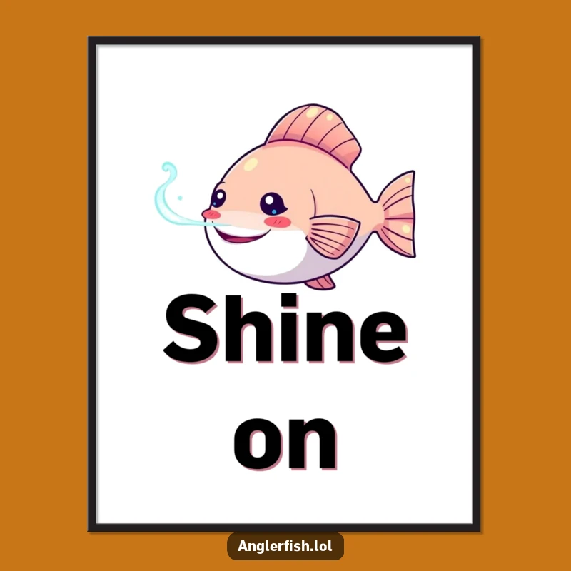 Funny Kawaii Anglerfish Poster, Happy Glowing Lure, Quirky Wall Art Gift