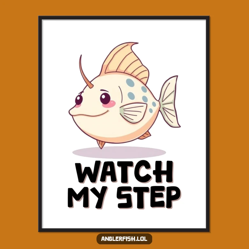 Funny Kawaii Anglerfish Tripping Poster, Whimsical Wall Art, Humorous Gift