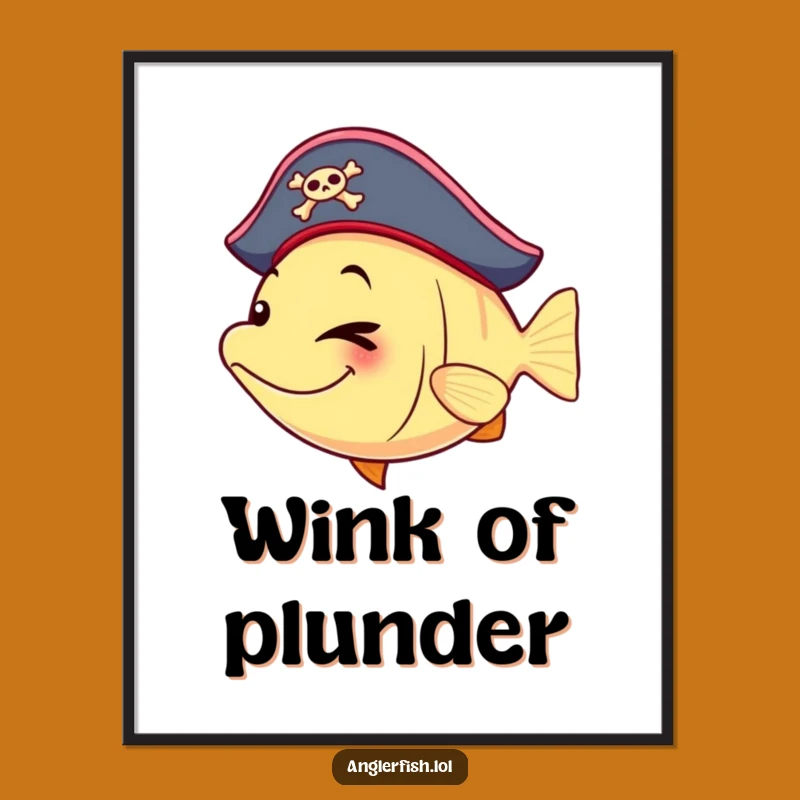 Funny Pirate Anglerfish Poster - Winking Art, Hilarious Wall Decor Gift