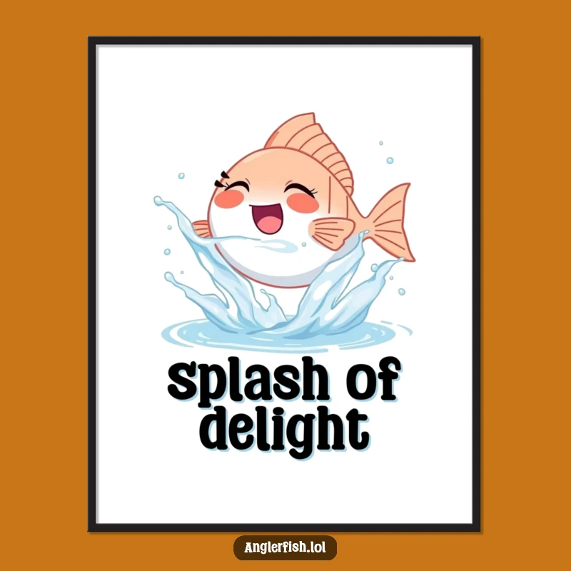 Funny Splashing Anglerfish Poster - Joyful Art, Hilarious Wall Decor Gift