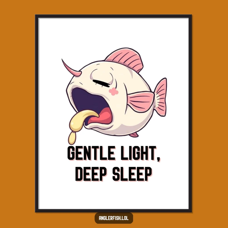 Funny Sleepy Anglerfish Poster: Gentle Glow Art for Relaxing Spaces