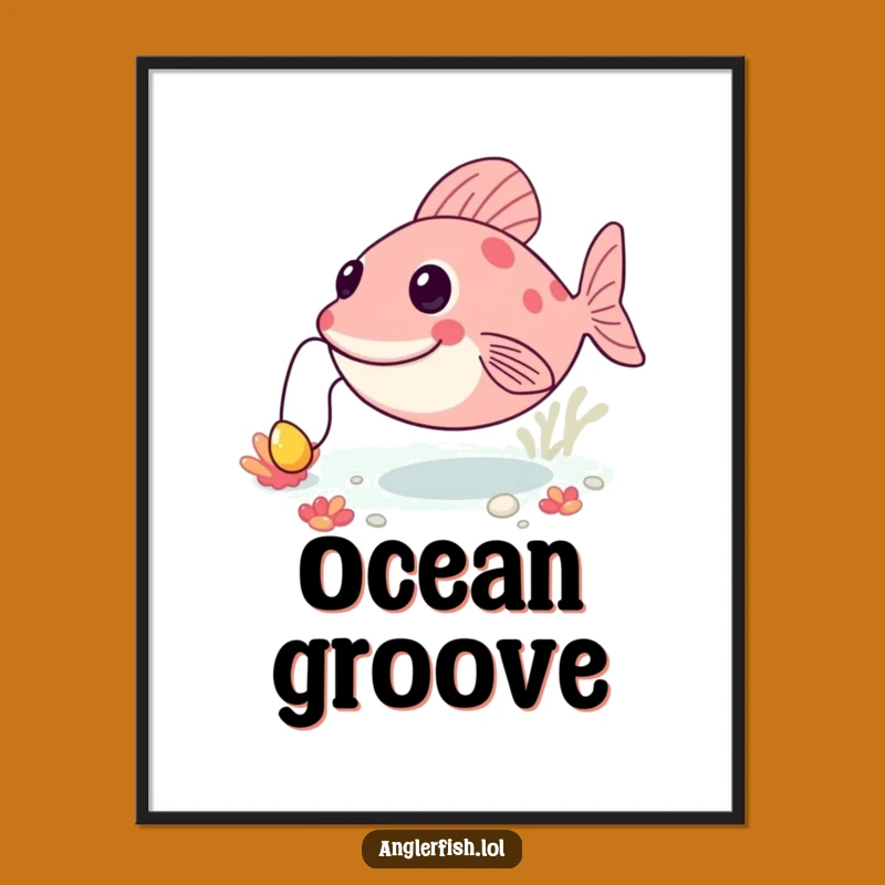 Funny Anglerfish Bouncing Poster: Happy Deep Sea Art - Joyful Funny Gift