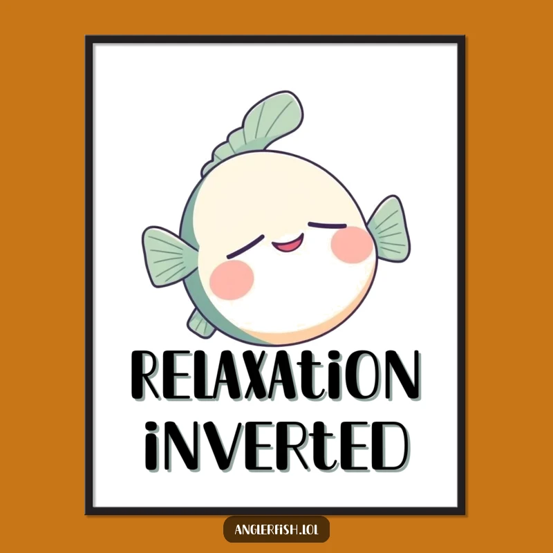 Funny Anglerfish Poster - Sleepy Contentment Art, Hilarious Wall Decor Gift