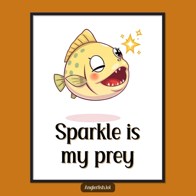Funny Anglerfish Poster: Determined Sparkle Chaser Art, Great Gift
