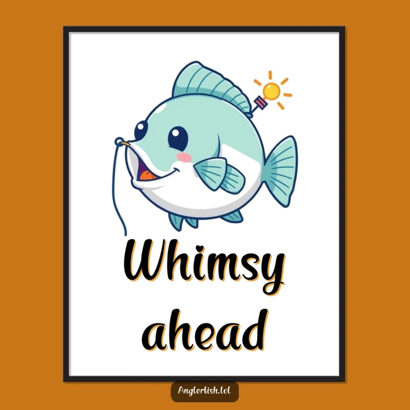 Funny Playful Anglerfish Poster: Whimsical Deep Sea Art for Guided Spaces