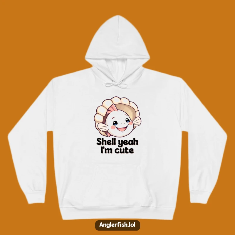 Cozy Funny Anglerfish Hoodie: Playful Seashell Peek – Warm & Humorous Funny Gift