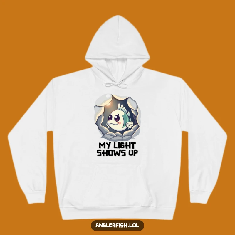 Funny Curious Anglerfish Hoodie: Cozy Cave Light Design for Mystery