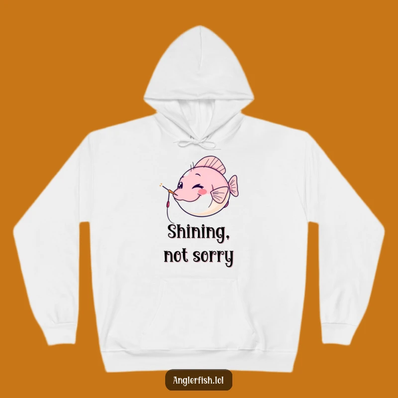 Funny Kawaii Anglerfish Hoodie: Cheeky Wink, Lure Spotlight, Cozy Funny Gift