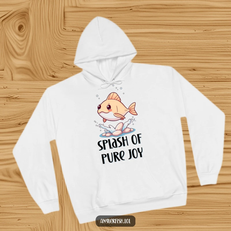 Funny Kawaii Anglerfish Hoodie: A soft hoodie with a cute anglerfish design, showing it leaping out of the water with a big splash.