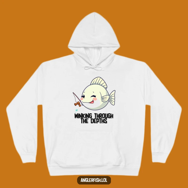 Funny Kawaii Anglerfish Winking Hoodie, Cozy Fisherman Humor Gift