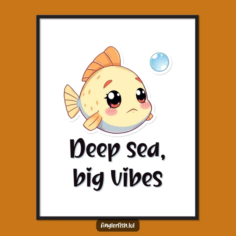 Free Printable Kawaii Anglerfish Wall Art - Funny Deep Sea Decor Download