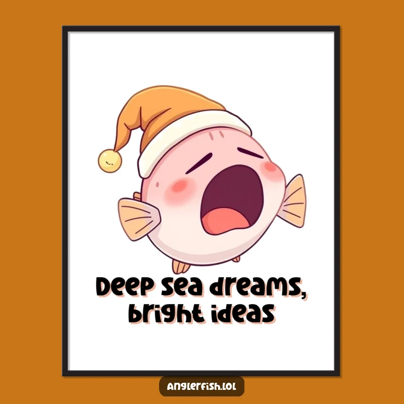 Free Printable Wall Art: Yawning Anglerfish Nightcap Funny Downloadable Decor