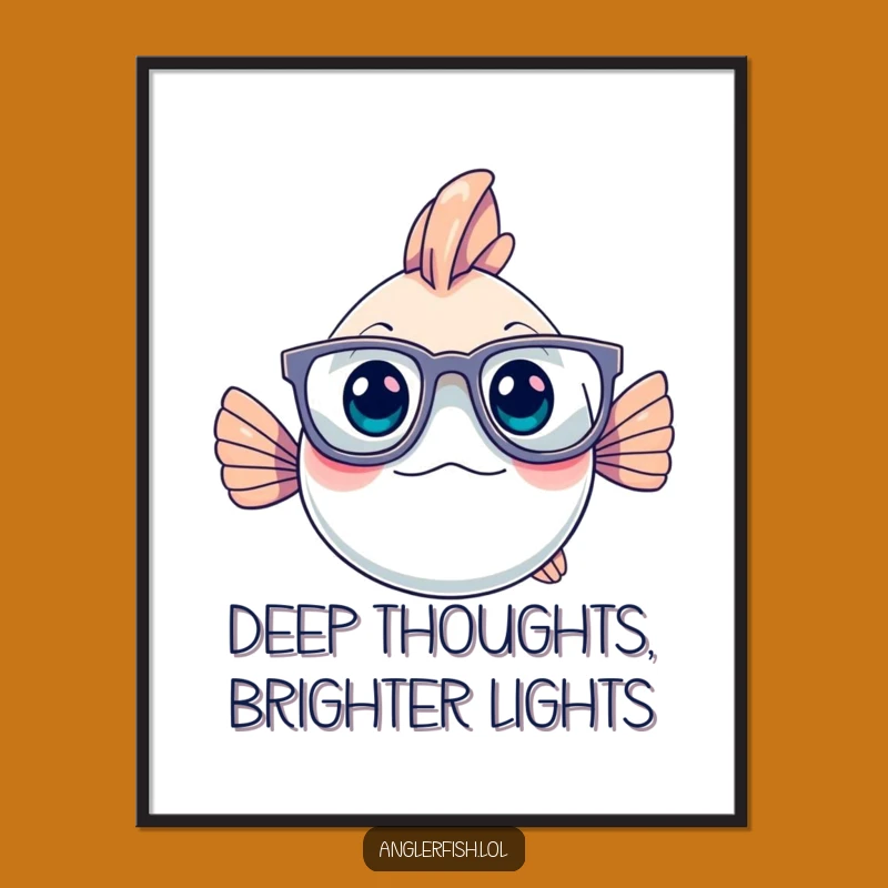 Funny Free Printable Wall Art: Thoughtful Anglerfish Glasses, Downloadable Quirky Art