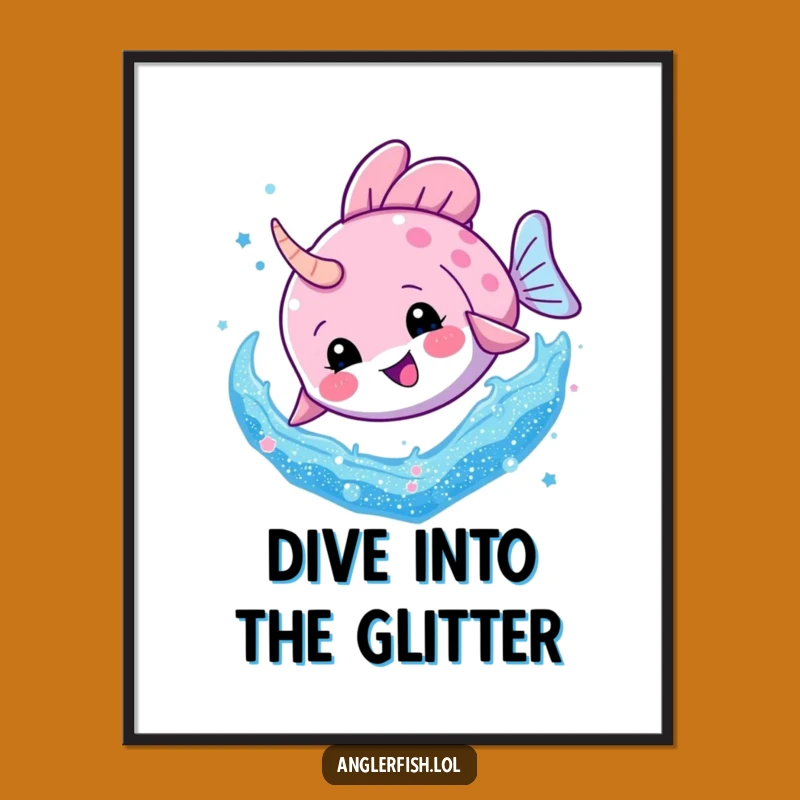 Funny Free Printable Wall Art: Glitter Dive Anglerfish - Hilarious Downloadable Decor!