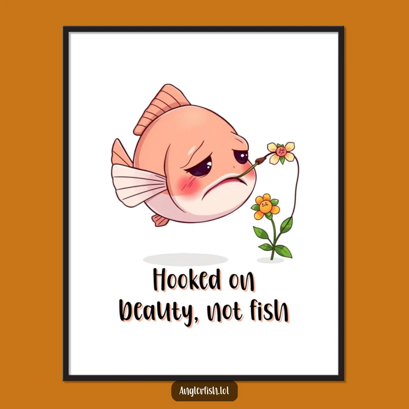 Free Printable Anglerfish Wall Art: Funny Confused Flower Lure Downloadable Decor