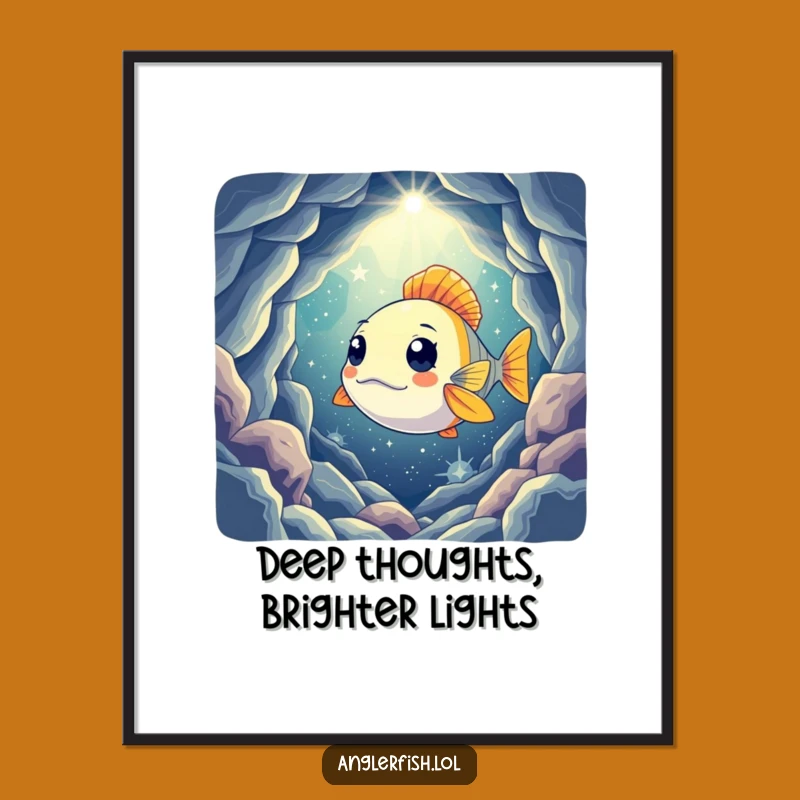 Free Printable Anglerfish Wall Art: Funny Curious Cavern Explorer Downloadable Decor