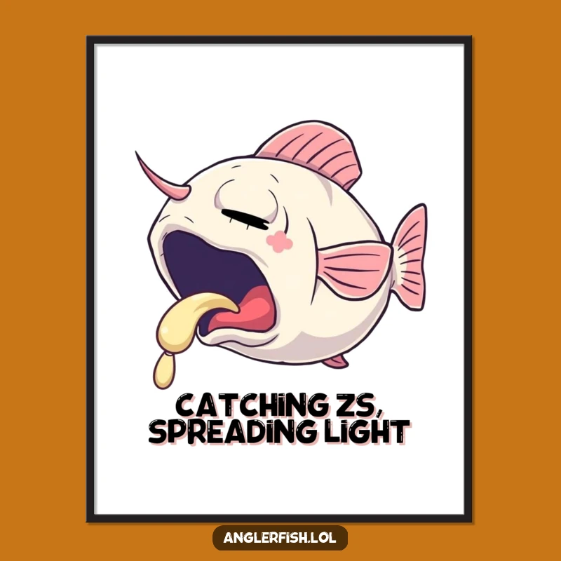 Free Printable Anglerfish Wall Art: Funny Sleepy Glow Downloadable Decor