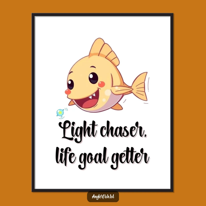 Free Printable Wall Art: Anglerfish Chasing Plankton Funny Downloadable Decor