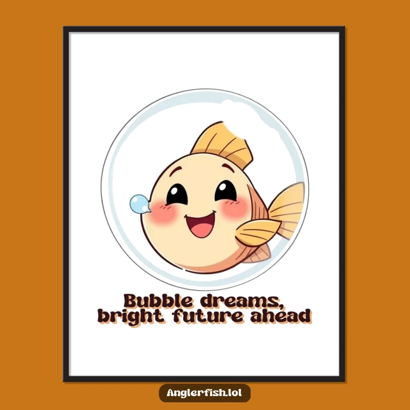 Free Printable Wall Art: Bubble Anglerfish Happy Decor Downloadable Art