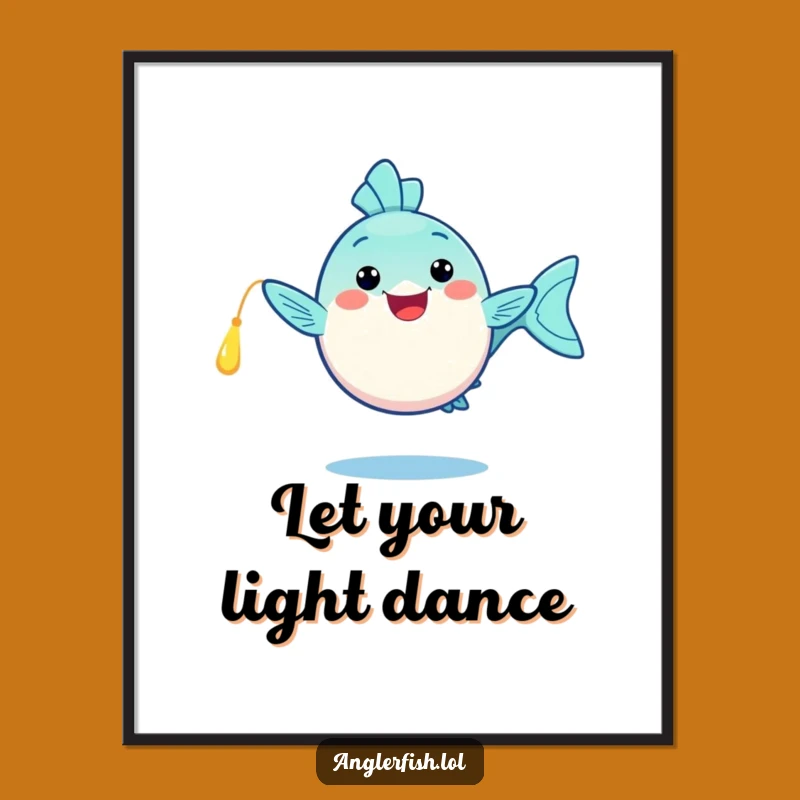 Funny Free Printable Wall Art: Happy Dance Anglerfish, Downloadable Joyful Decor