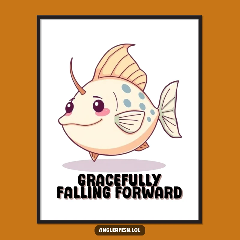 Funny Free Printable Wall Art: Kawaii Anglerfish Tripping, Quirky Downloadable Decor