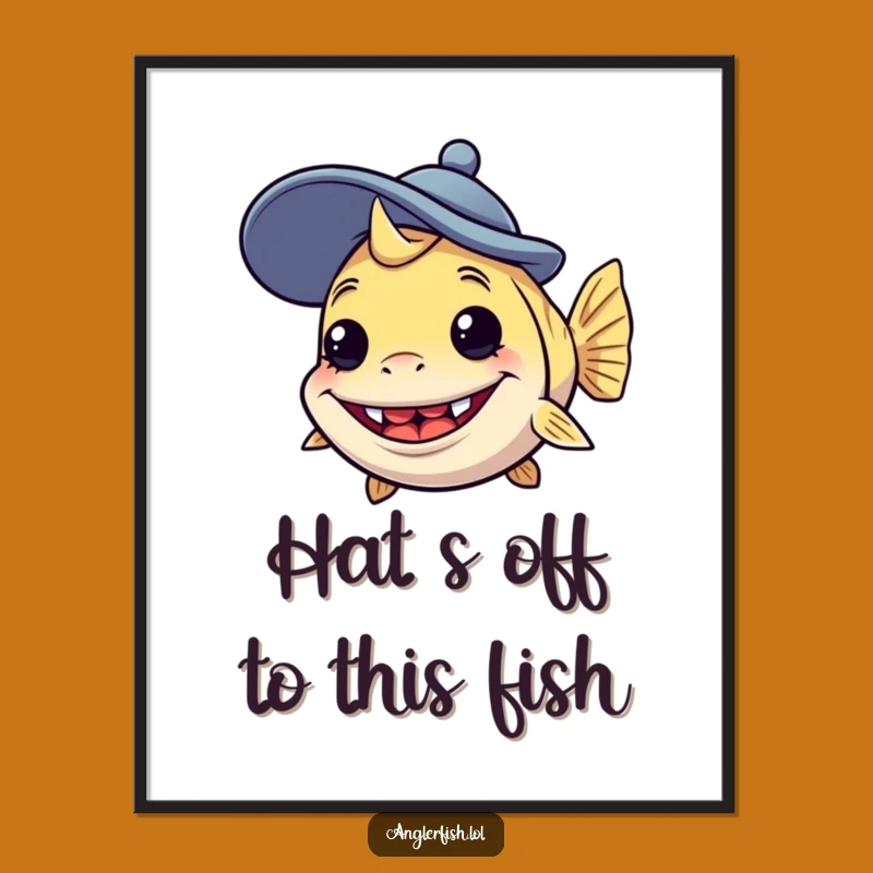 Funny Free Printable Anglerfish Wall Art - Goofy Hat Silly Grin Decor