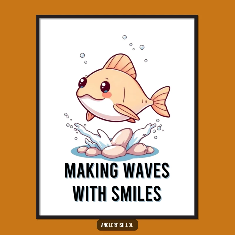 Kawaii Anglerfish Wall Art Free Printable: Splashy Underwater Downloadable Art
