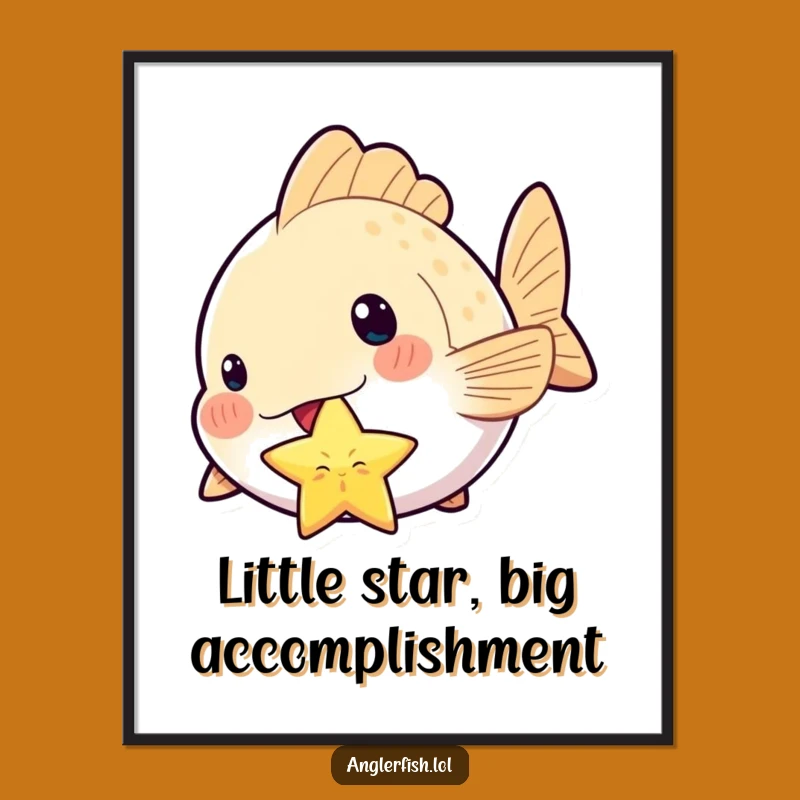 Free Printable Kawaii Anglerfish Art: Adorable Star-Holding Decor for Your Home
