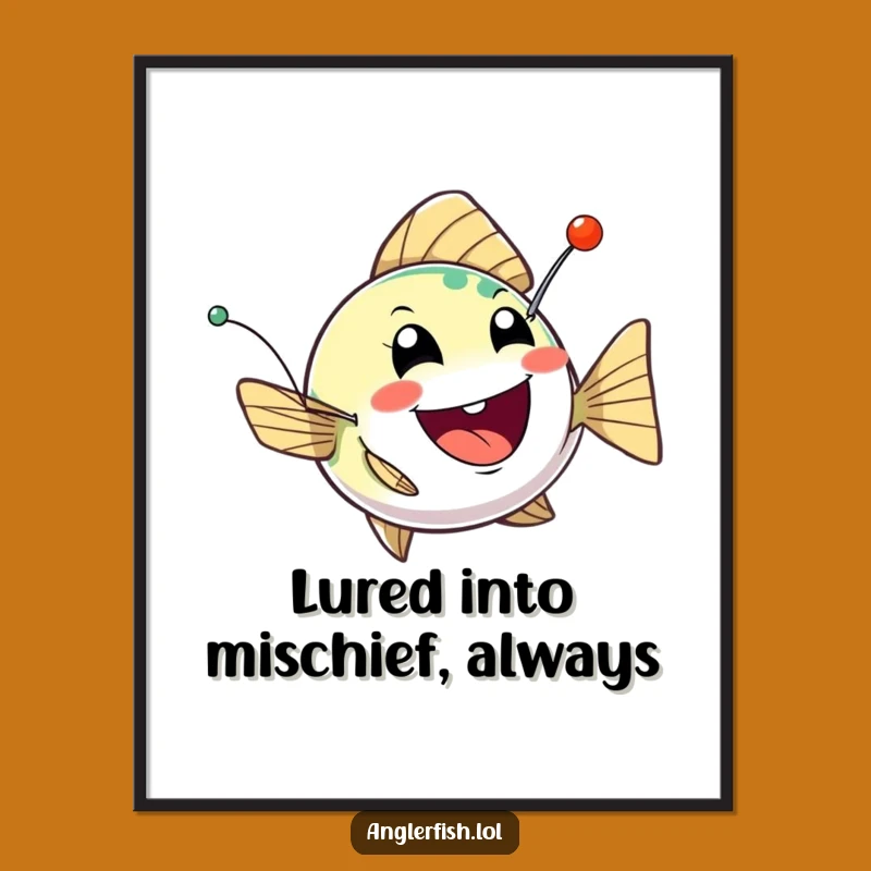 Quirky Free Printable Wall Art: Mischievous Anglerfish, Funny Digital Download Decor