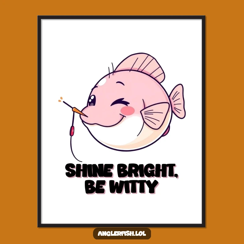 Funny Free Printable Wall Art: Cheeky Anglerfish Spotlight, Downloadable Playful Decor