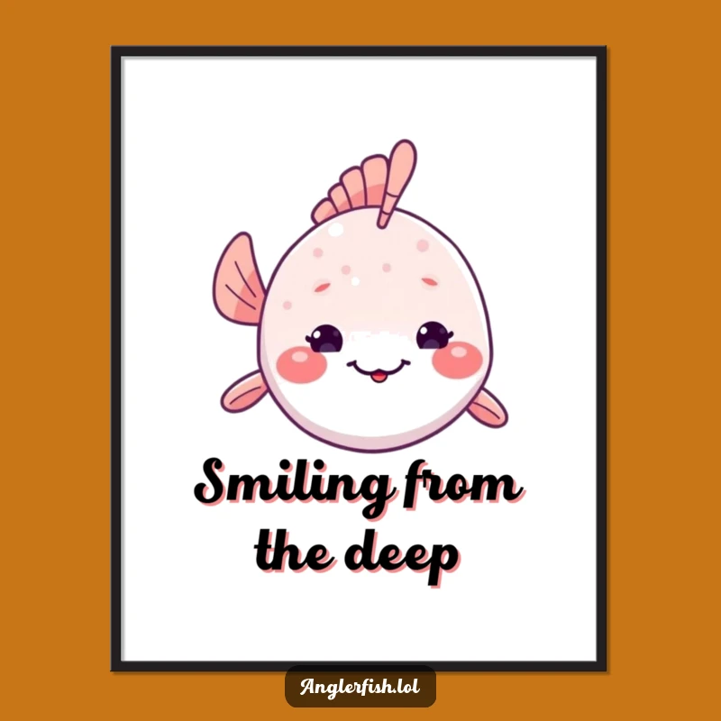 Free Printable Kawaii Anglerfish Wall Art - Shy Deep Sea Decor Download