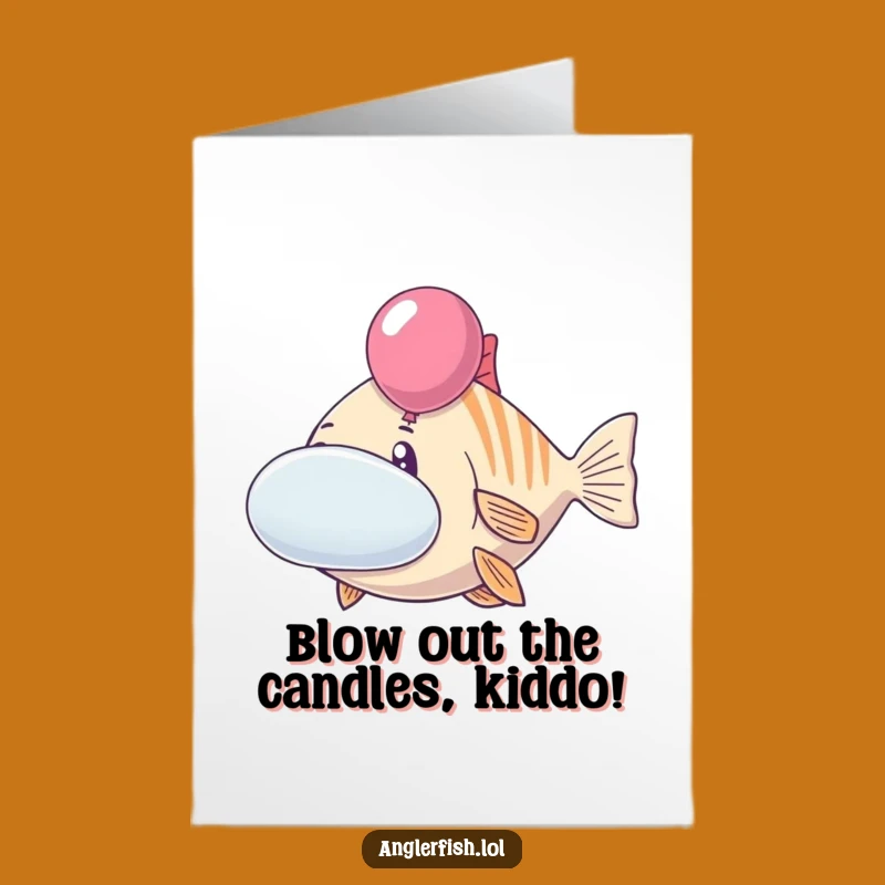 Free Printable Birthday Card: Cheerful Anglerfish Cheeks Funny Downloadable Gift