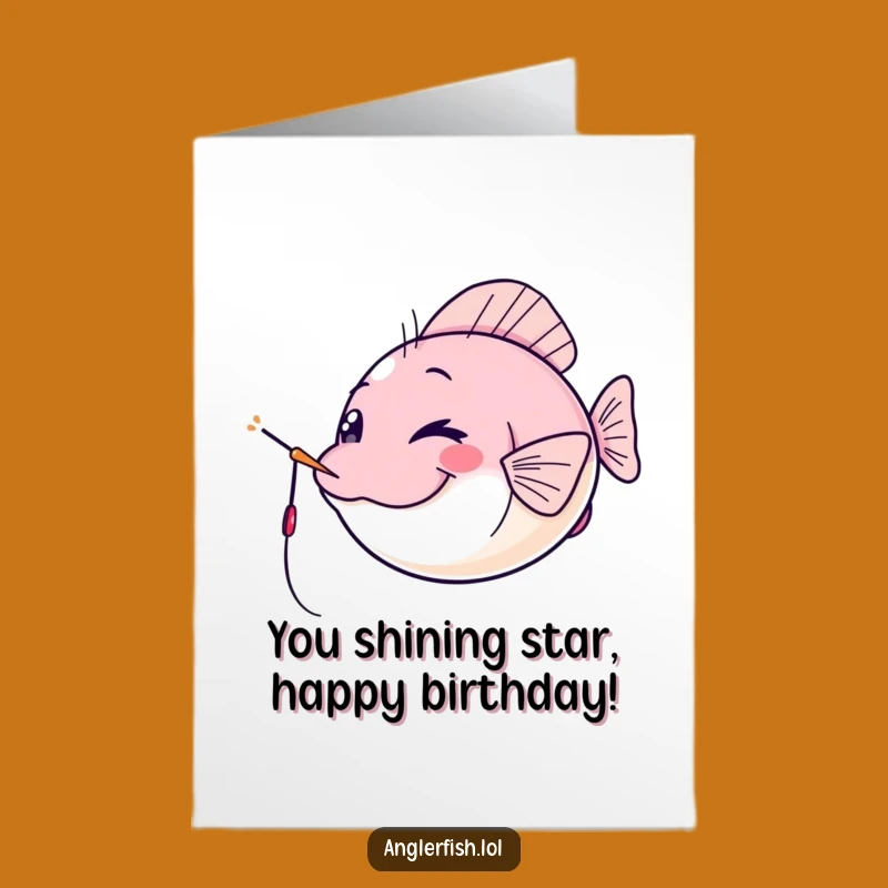 Free Printable Birthday Card: Cheeky Anglerfish Spotlight, Funny Wink Downloadable Gift