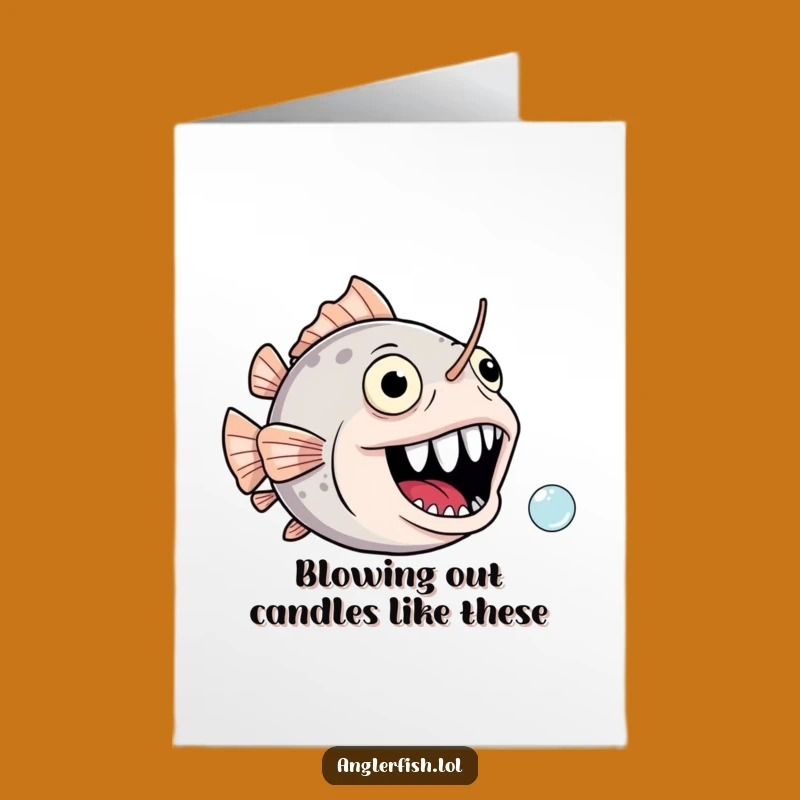 Free Printable Birthday Card: Joyful Anglerfish Chasing Bubbles for a Fun Celebration