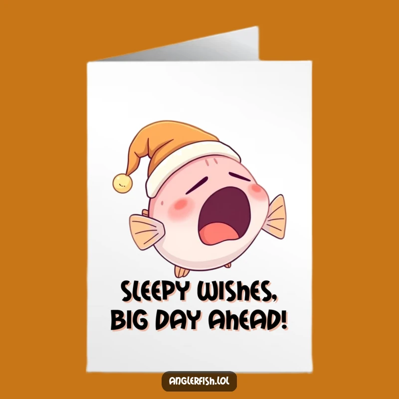 Free Printable Birthday Card: Yawning Anglerfish Nightcap Funny Downloadable Gift