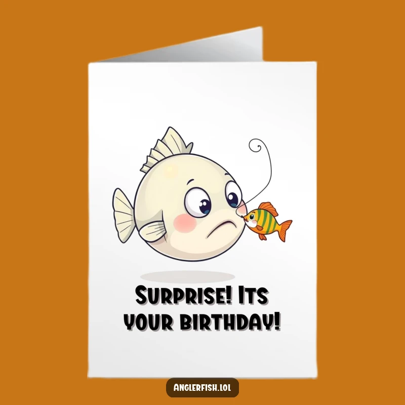 Free Printable Funny Anglerfish Birthday Card - Surprised Nibble Downloadable Gift