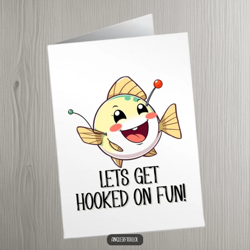 Funny Free Printable Birthday Card: Cheerful anglerfish bobbing, its lure twinkling mischievously.