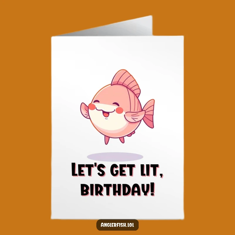 Free Printable Birthday Card: Dancing Kawaii Anglerfish - Funny Glow Downloadable Gift!