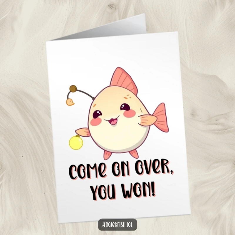 Funny Free Printable Congratulations Card: Anglerfish playfully dangling its light, inviting celebration of success.