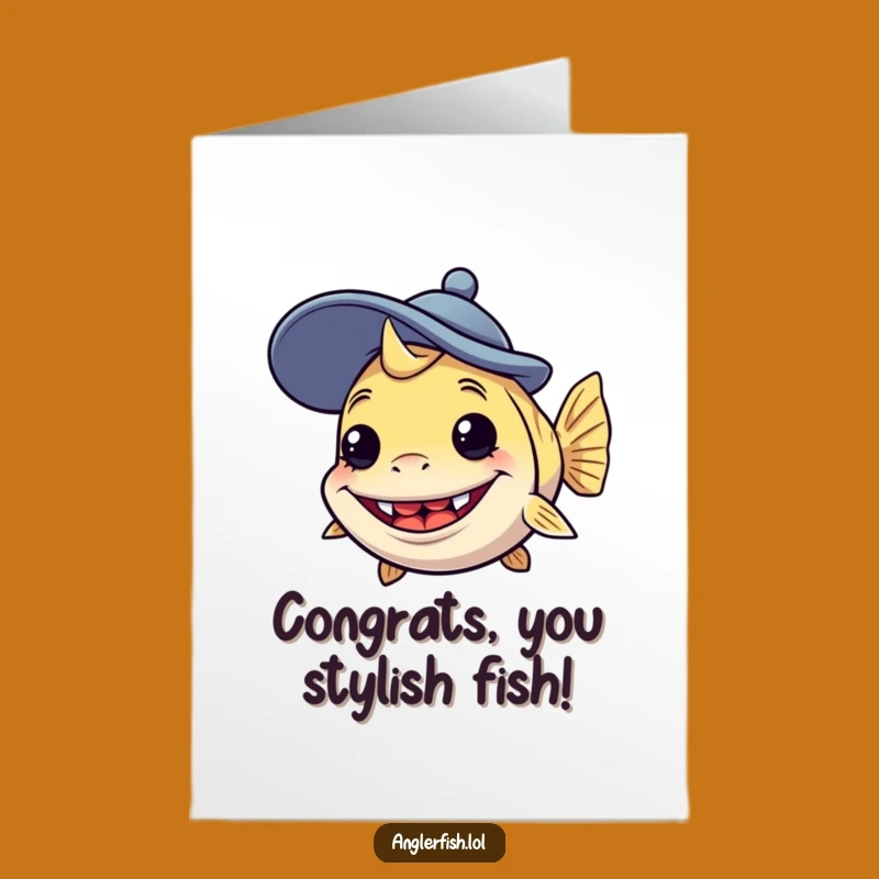 Free Printable Funny Anglerfish Congrats Card - Goofy Hat Celebration Downloadable