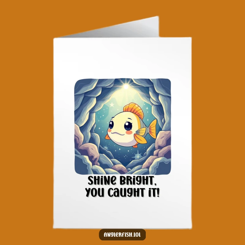 Free Printable Anglerfish Congrats Card: Funny Curious Cavern Explorer Downloadable Gift