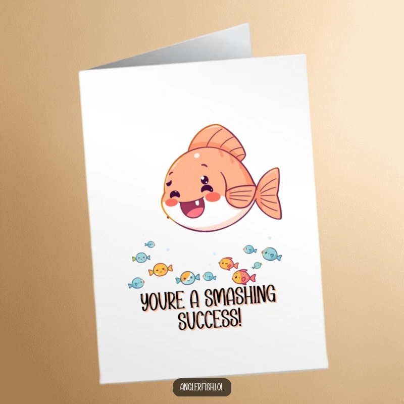 Funny Free Printable Congrats Card: A delighted anglerfish casts its radiant light upon a mesmerized crowd of tiny fish.