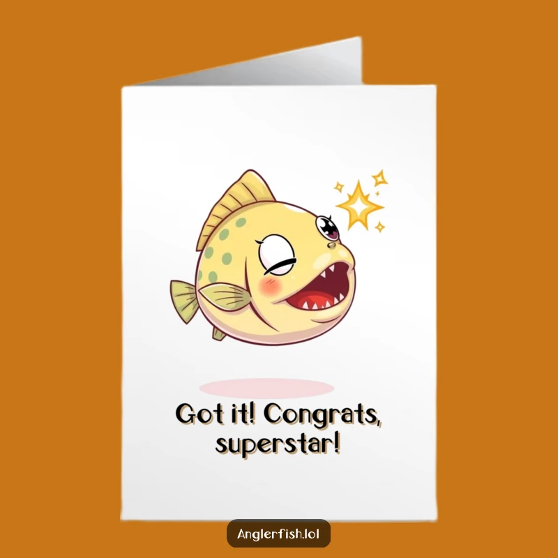 Free Printable Anglerfish Congrats Card: Success Humor Downloadable Gift