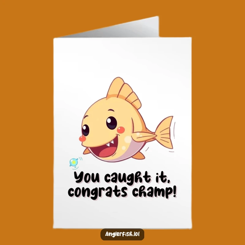 Free Printable Congrats Card: Anglerfish Chase Achievement Funny Downloadable Gift