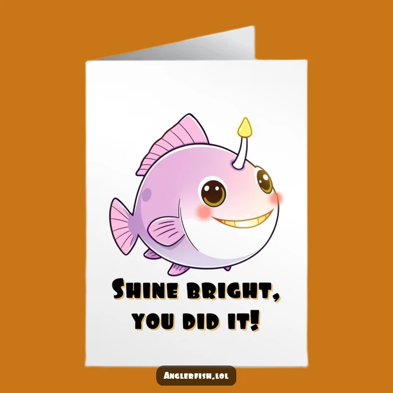 Free Printable Congrats Card: Cheerful Anglerfish Beacon for Your Big Achievement