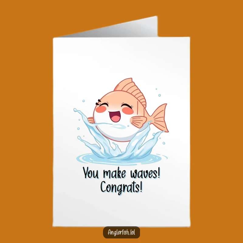 Free Printable Congrats Card: Jubilant Anglerfish Splash Celebration