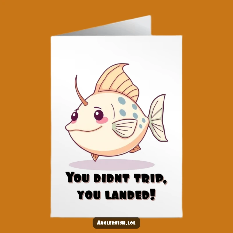 Free Printable Congrats Card: Kawaii Anglerfish Tripping, Funny Downloadable Gift