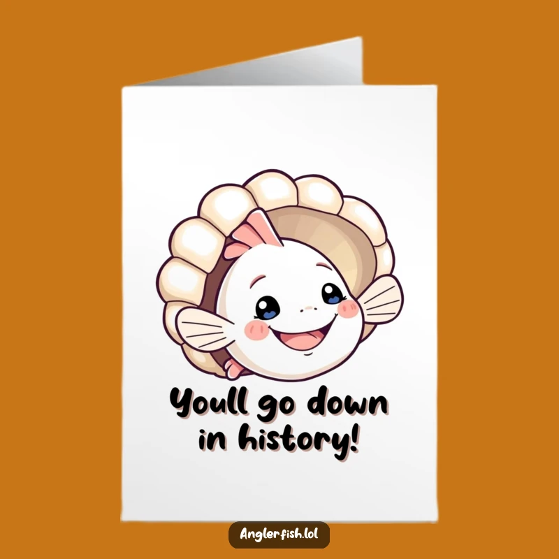 Free Printable Congrats Card: Playful Anglerfish Shell Peek Humor Downloadable Gift