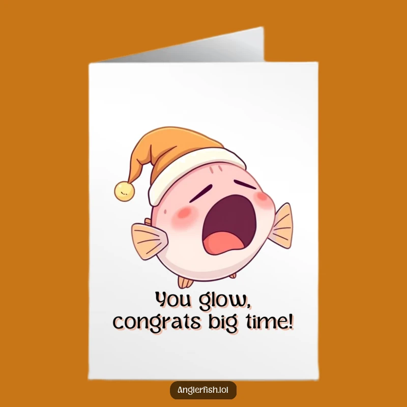 Free Printable Congrats Card: Yawning Anglerfish 'You Did It' Funny Downloadable Gift